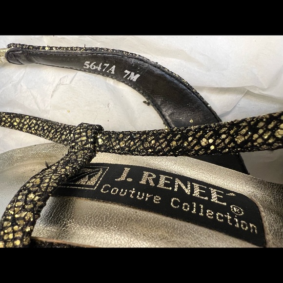 Sparkly Gold J. Renee' Shoes , size 7M with stretch strap & 2 3/4 inches heels. - Picture 9 of 9